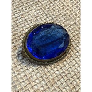 Victorian Antique Open
Scroll Blue Glass Stones Brooch Czech Art
Nouveau*Flaw